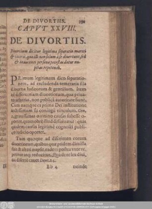 Caput XXVIIl. De Divortiis.