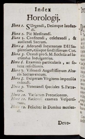 3v, Index Horologii