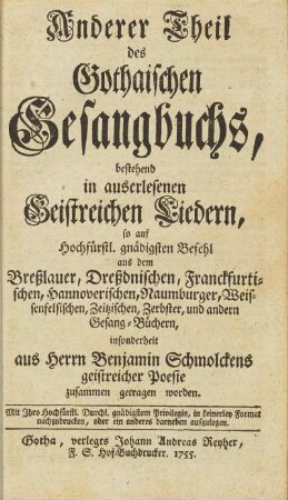 Anderer Theil des Gothaischen Gesangbuchs