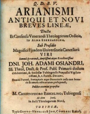 Arianismi antiqui et novi breves lineae