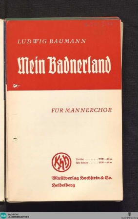 Mein Badnerland : für Männerchor