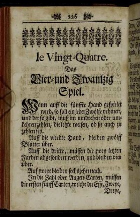 le Vingt-Quatre. Das Vier- und Zwantzig Spiel.