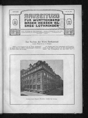 Der Neubau der Württ. Bankanstalt