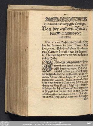 Die neun und viertzigste Predigt/ Von der andern Bitte/ dein Reich komme/ oder zukomme.