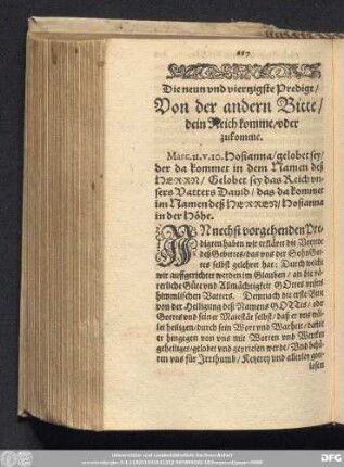 Die neun und viertzigste Predigt/ Von der andern Bitte/ dein Reich komme/ oder zukomme.