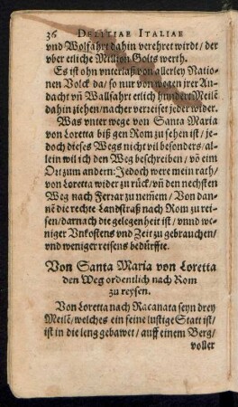 Von Santa Maria von Loretta den Weg ordentlich nach Rom zu reysen.