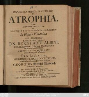 Disputatio Mediga Inauguralis De Atrophia