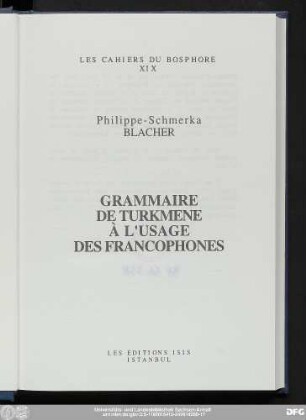 Grammaire de turkmene à l'usage des francophones