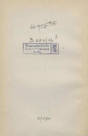 Stempel: Wissenschaftliche Zentralbibliothek Berlin
