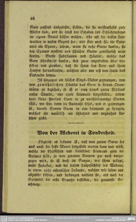 Von der Weberei in Sonderheit