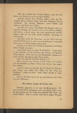 Die Letzten werden die Ersten sein.