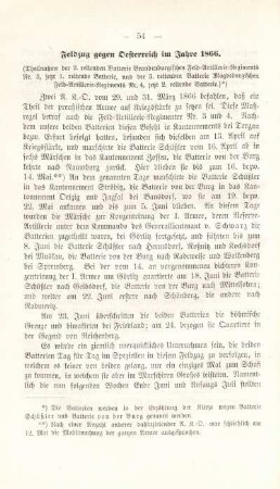 Feldzug gegen Oesterreich im Jahre 1866.