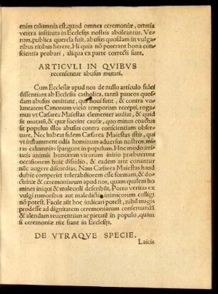 Articuli In Quibus recensentur abusus mutati.