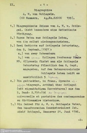 II-XVI. Biografisches zu Schlegel