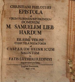 Lutherus secunda vice, h. e. in altero seculari iubilaeo redivivus in Synodo dioecesana Glauchav.