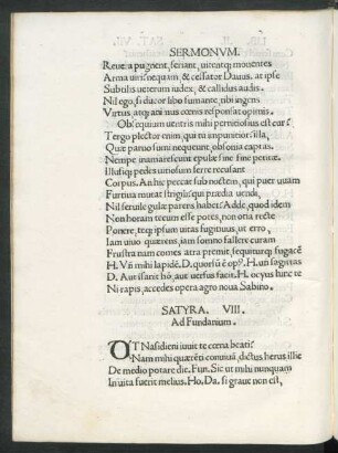 Satyra. VIII. Ad Fundanium.