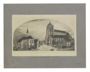Münsterplatz. Zwei Fotographien eines Gemäldes von St. Flock