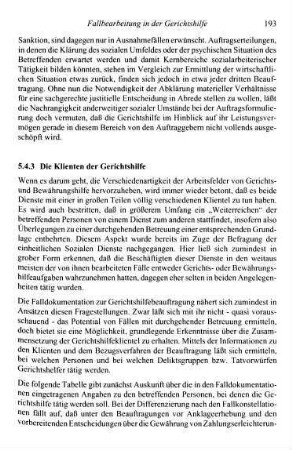 193-197, 5.4.3 Die Klienten der Gerichtshilfe