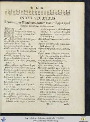 Index II. Rerum atque nominorum, eorum maximè, quae apud exteros Scriptores memorantur.