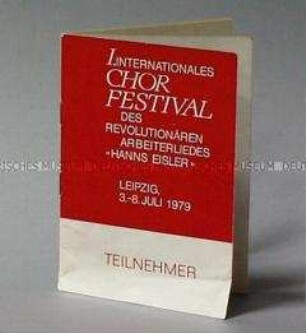 Teilnehmerheft zum ersten internationalen Chorfestivals des revolutionären Arbeiterliedes"Hanns Eisler"