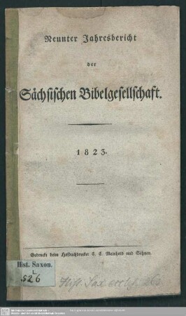 9.1823: Jahresbericht der Sächsischen Bibel-Gesellschaft