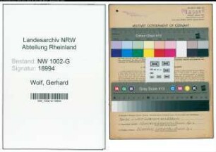 Entnazifizierung Gerhard Wolf, geb. 15.10.1905 (Kellner)