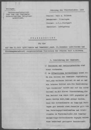 Ruit: Pfarrbericht 1932