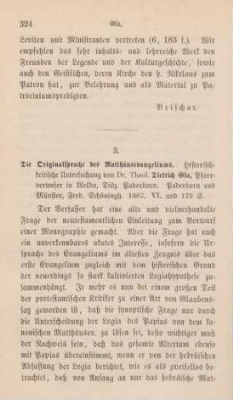 324-326 [Rezension] Gla, Dietrich, Die Originalsprache des Matthäusevangeliums