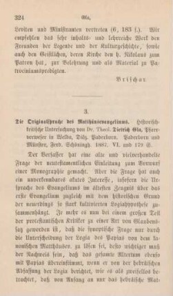 324-326 [Rezension] Gla, Dietrich, Die Originalsprache des Matthäusevangeliums