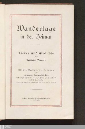 Wandertage in der Heimat : Lieder und Gedichte