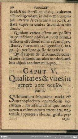 Caput V. Qualitates & vires in genere ante oculos ponit