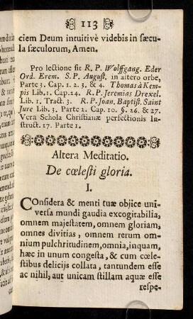113-122, Altera Meditatio, de coelesti gloria.