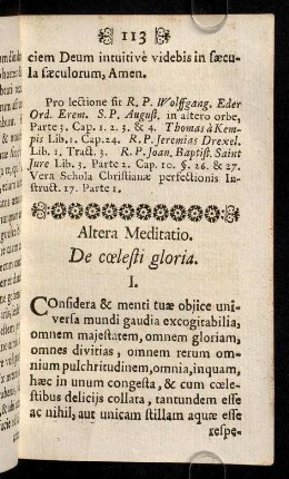113-122, Altera Meditatio, de coelesti gloria.