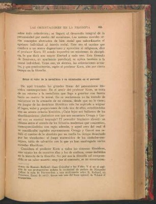 Sobre el valor de la metafisica y su orientación en el porvenir
