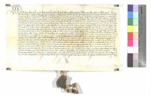 Wilhelm, Herr zu Limpurg, Reichserbschenk, belehnt Klaus Juncker, Bürger und des Rats zu Gmünd, als Träger des Magistrats zu Gmünd, mit der Überschlagmühle zu Gmünd.