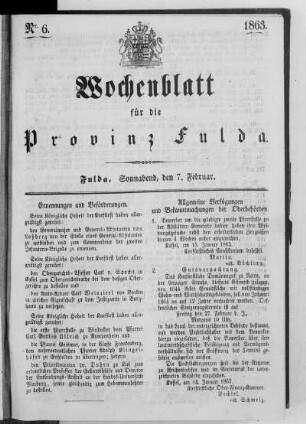 Nr. 6, Ausgabe vom 7. Februar 1863