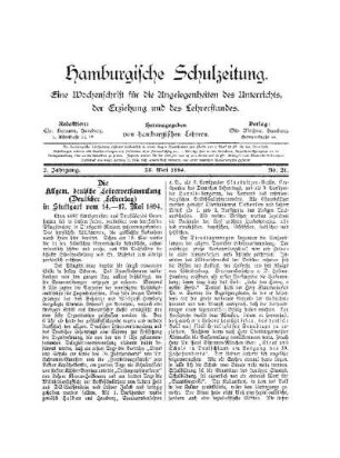 Die Allgem. deutsche Lehrerversammlung (Deutscher Lehrertag) in Stuttgart vom 14.-17. Mai 1894