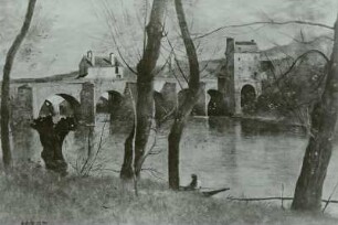 Frankreich, Mantes, Brücke, Gemälde