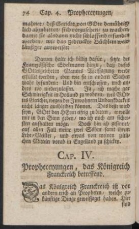 Cap. IV. Propheceyungen, das Königreich Franckreich betreffend