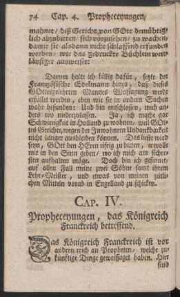 Cap. IV. Propheceyungen, das Königreich Franckreich betreffend