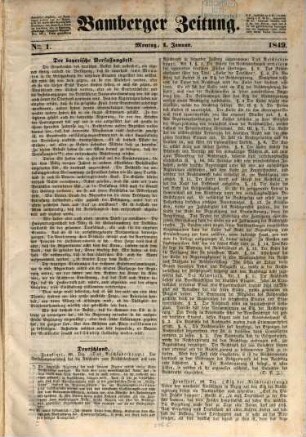 Bamberger Zeitung, 1849,1/6