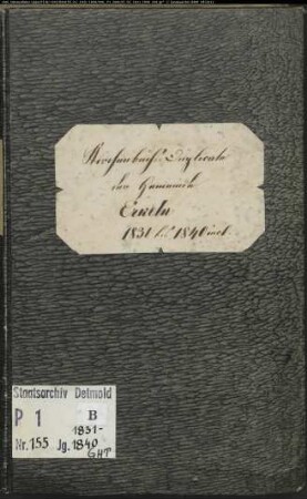 Kirchenbuchduplikat der katholischen Gemeinde Erkeln, Kreis Höxter (GHT 1831-1840) (Gemeinde: Katholische Gemeinde Erkeln)