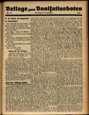 Zweite Ausgabe vom Sonntag, den 13. Dezember 1931.