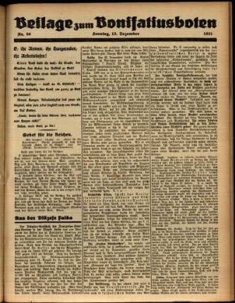 Zweite Ausgabe vom Sonntag, den 13. Dezember 1931.