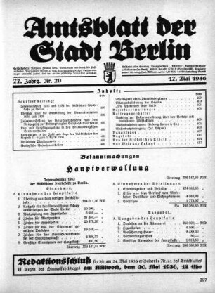 1936,20: Nr. 20, 17. Mai 1936