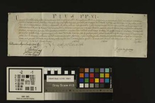 Mainz (Pfarrkirchen): Päpstliches Breve (Pius VI.), die Bewilligung eines Ablasses für die St. Margarethenkapelle betreffend