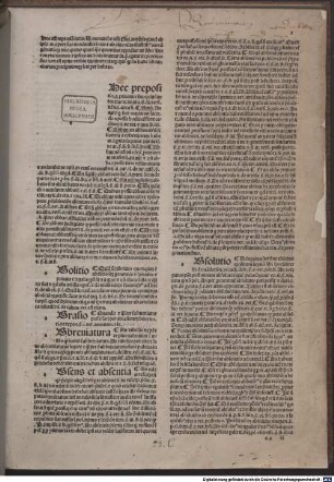 Speculum iudiciale : P. 1-4. Mit Additiones von Johannes Andreae, Baldus de Ubaldis und anderen. Mit Inventarium von Berengarius Fredoli, [5]. Inventarium speculi iudicialis