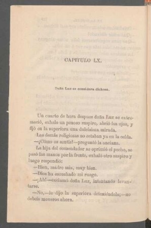 Capítulo LX. - Doña Luz se considera dichosa.