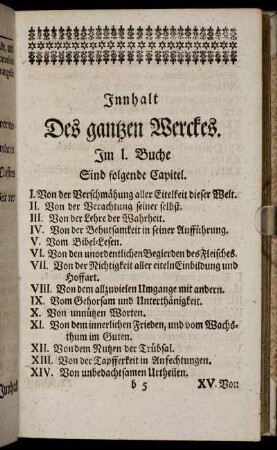 Inhalt des ganzen Werckes.