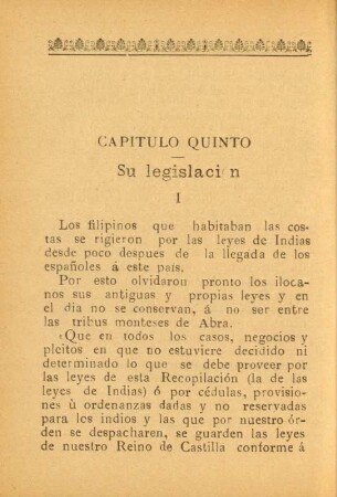 Capítulo quinto. Su legislación